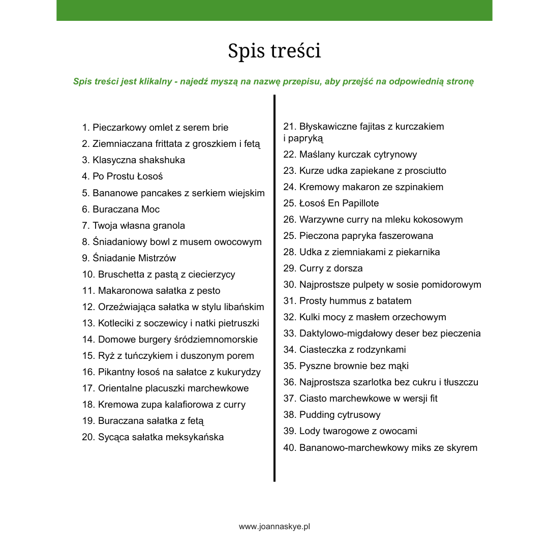 spis treści 5 przepisów kwadrat